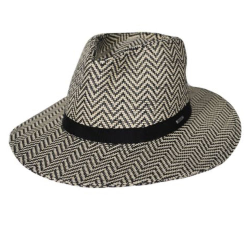 Carolina Straw Packable Hat- Black/Natural