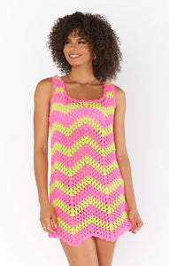 Tara Mini Dress - Watermelon Wave Crochet