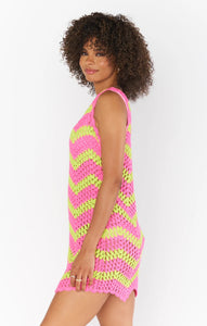 Tara Mini Dress - Watermelon Wave Crochet