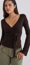 Load image into Gallery viewer, Lamae Wrap Top In Bitter Chocolate