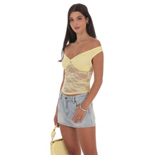 Load image into Gallery viewer, Off Shoulder Lace Top in Yellow