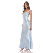 Load image into Gallery viewer, Satin Lace-Bust Maxi Dress in Light Blue