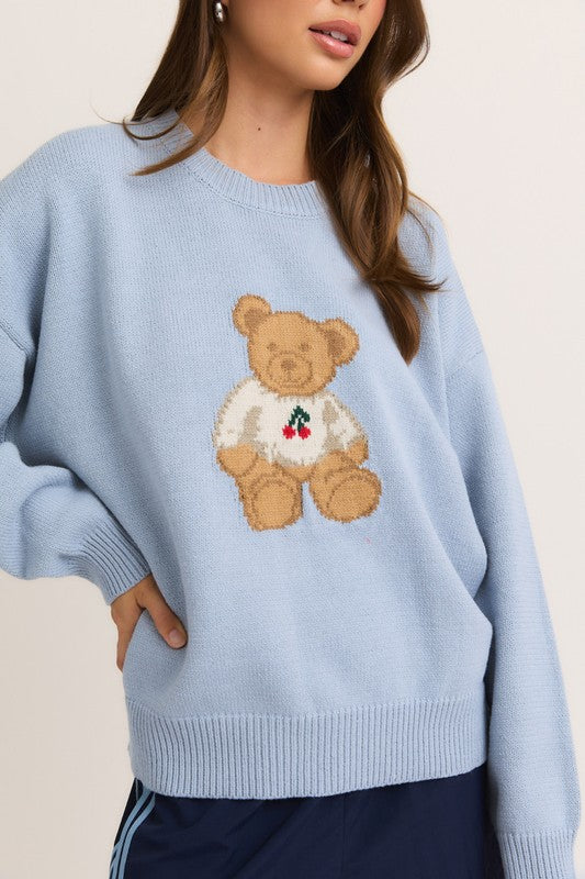 Cherry Sweater -Lt Blue