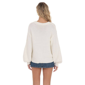 Knit Balloon Sleeve Jumper in Ivory