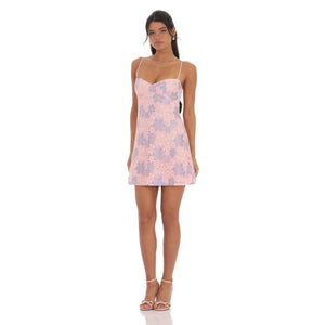 Lace Floral Babydoll Dress in Pink