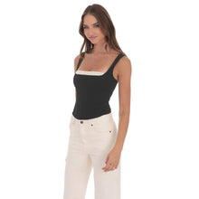 Load image into Gallery viewer, Two-Toned Detailed Corset Top in Black