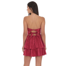 Load image into Gallery viewer, Jacquard Corset A-line Dress in Rose