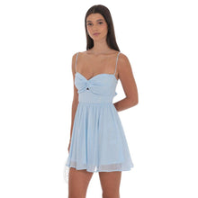 Load image into Gallery viewer, Shimmer Front Twist A-line Dress in Light Blue