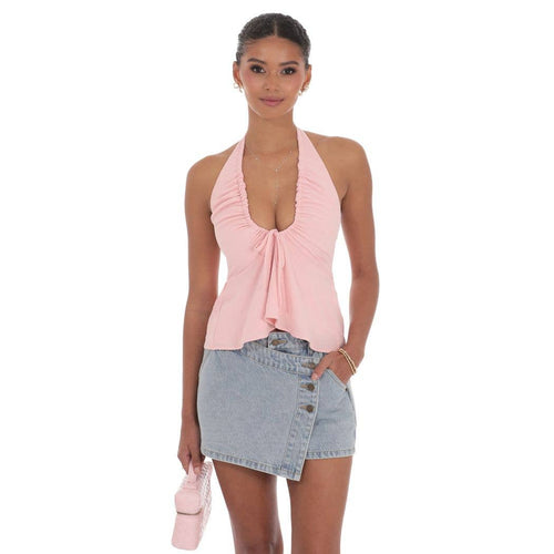 Scrunch Halter Top in Pink