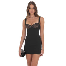 Load image into Gallery viewer, Lace Bust Bodycon Dress in Black