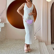 Load image into Gallery viewer, Isla Lavender Small Shells Straw Top Handle