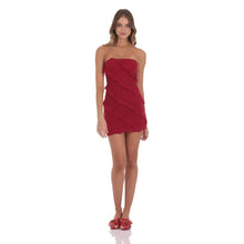 Load image into Gallery viewer, Mesh Strapless Ruffle Dress in Red