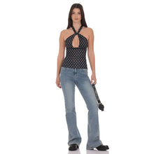 Load image into Gallery viewer, Polka Dot Cross Neck Halter Top in Black
