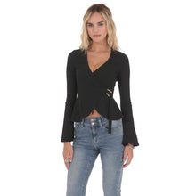 Load image into Gallery viewer, Embellished Wrap Top in Black