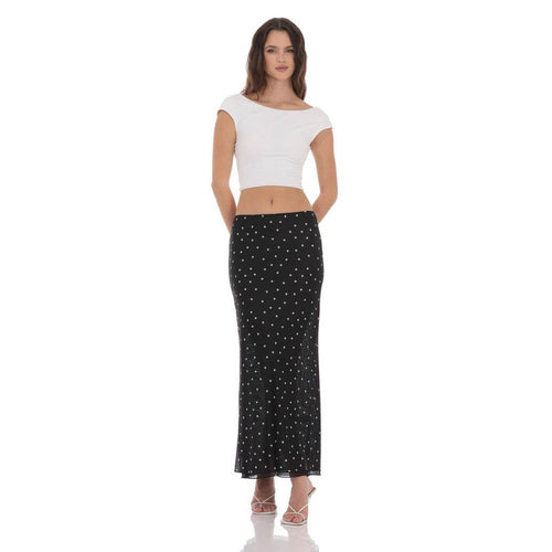 Mesh Polka Dot Skirt in Black