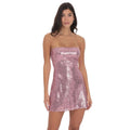 Sequin Strapless Dress in Pink Rose
