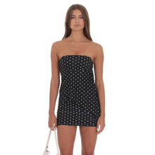 Load image into Gallery viewer, Polka Dot Mesh Strapless Two Piece Set in Black