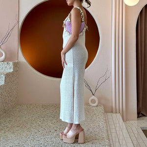 Isla Lavender Small Shells Straw Top Handle