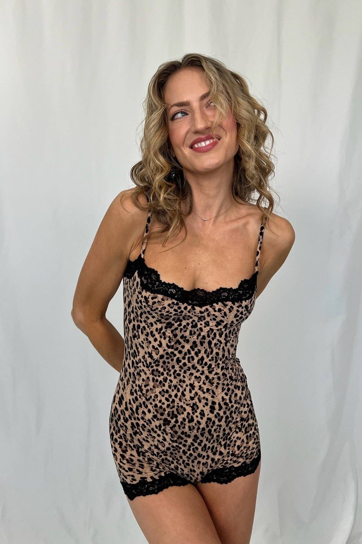 Butter Me Up Lace Onesie - Leopard