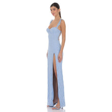 Load image into Gallery viewer, Lace Ruffle Sleeve Maxi Dress in Light Blue