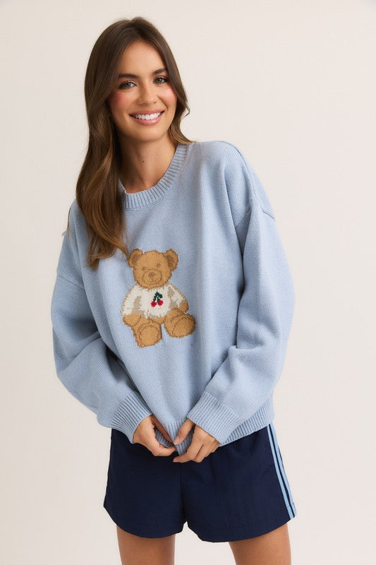 Cherry Sweater -Lt Blue