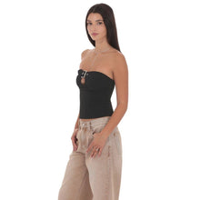Load image into Gallery viewer, Keyhole Buckle Top in Black