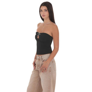 Keyhole Buckle Top in Black