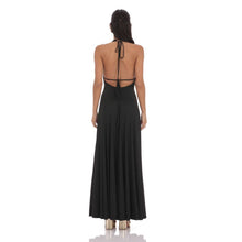 Load image into Gallery viewer, Shell Embellished Plunge Neck Maxi Dress in Black