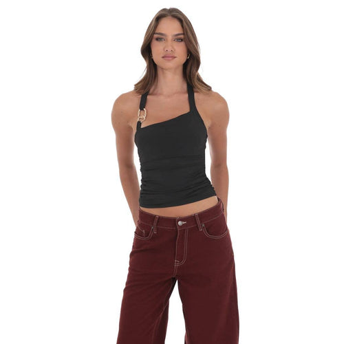 Halter Embellished Top in Black