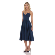 Load image into Gallery viewer, Corset V-Neck Midi Dress in Navy