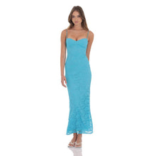 Load image into Gallery viewer, Lace Back Bow Maxi Dress in Aqua Blue