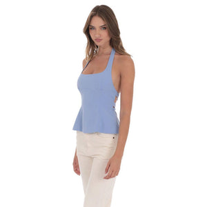 Back Bows Halter Top in Powder Blue