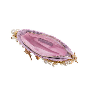 Isla Lavender Small Shells Straw Top Handle