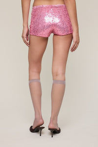 Micro Sequin Shorts- Barbie Pink