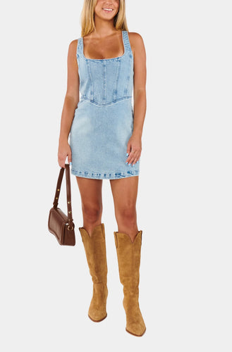 Corset Mini Dress -Misty Morning