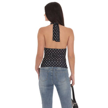 Load image into Gallery viewer, Polka Dot Cross Neck Halter Top in Black