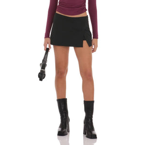 Side Slit Mini Skort in Black
