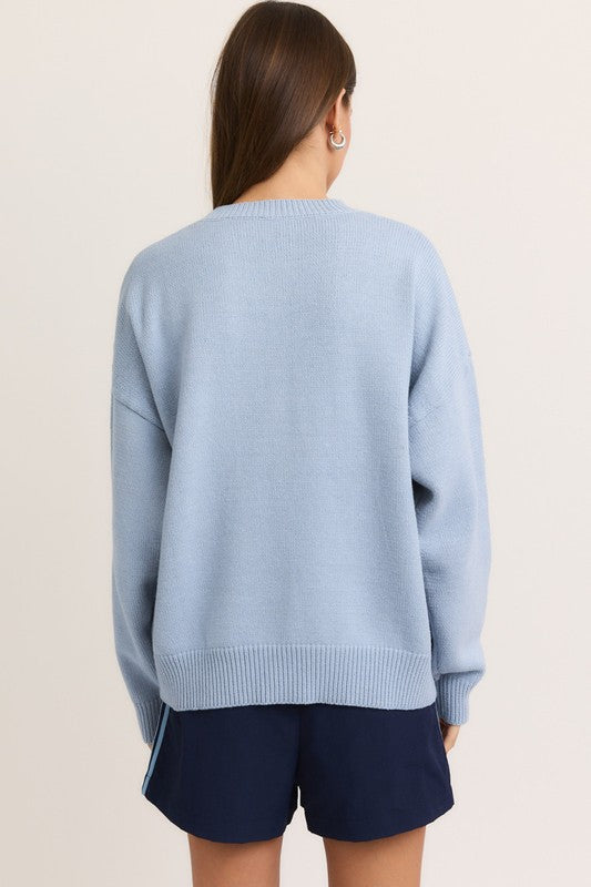 Cherry Sweater -Lt Blue