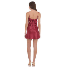 Load image into Gallery viewer, Satin Sweetheart Neck Dress in Wine