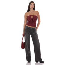 Load image into Gallery viewer, Draped Cutout Top in Maroon