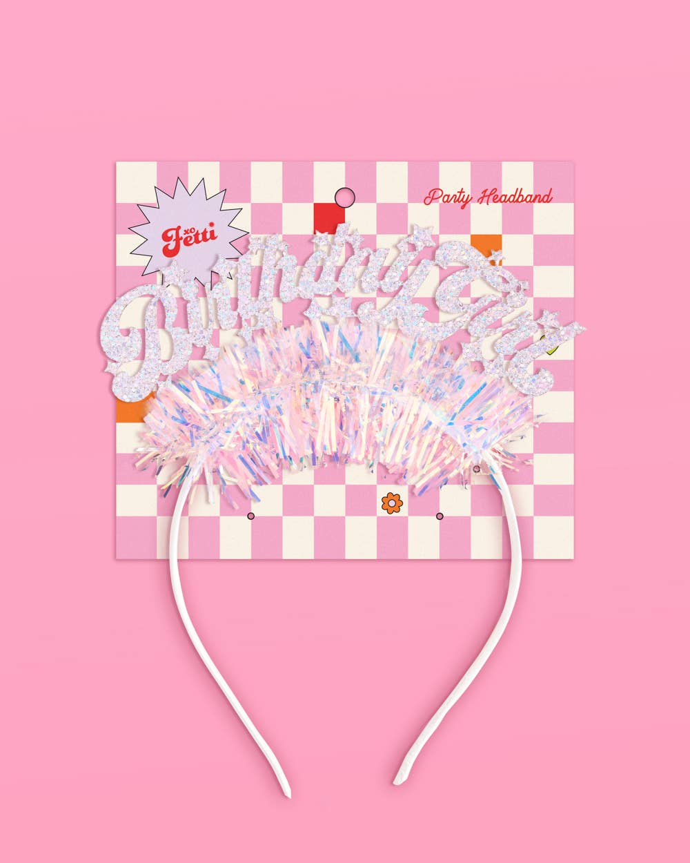 Miss Behavin' That Bday Girl Headband shown on branded packaging card