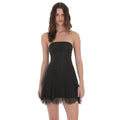 Strapless Lace Hem Dress in Black