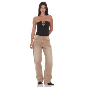 Keyhole Buckle Top in Black