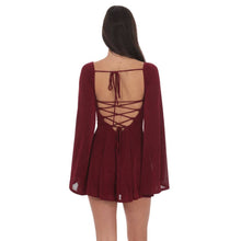 Load image into Gallery viewer, Slinky Flare Sleeve Dress in Burgundy