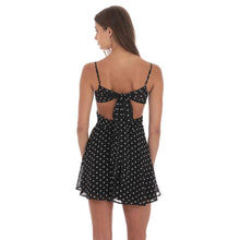 Load image into Gallery viewer, Polka Dot Cutout Fit and Flare Dress in Black
