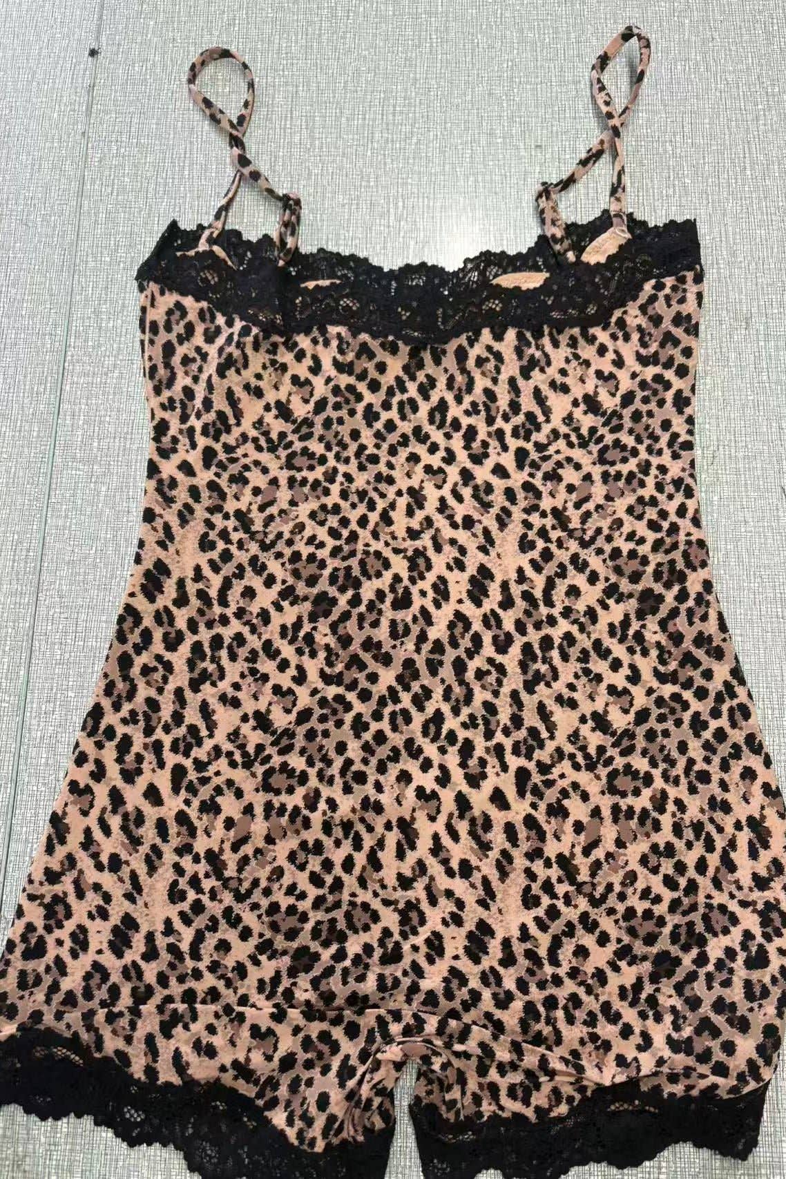 Butter Me Up Lace Onesie - Leopard