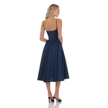 Load image into Gallery viewer, Corset V-Neck Midi Dress in Navy