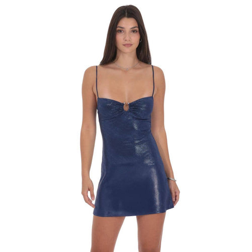 Foil Embellished Dress in Navy