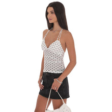 Load image into Gallery viewer, Mesh Polka Dot Halter Top in White