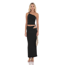 Load image into Gallery viewer, Cutout Embellished Maxi Skirt in Black